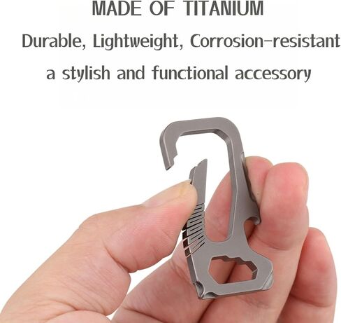 ايمنتا سلسلة مفاتيح من التيتانيوم مع فتاحة زجاجات - سلسلة مفاتيح متعددة الوظائف شديدة التحمل للاستخدام اليومي للتخييم والمشي لمسافات طويلة والاستخدام اليومي, رمادي in Kuwait