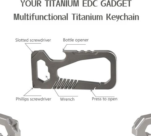 ايمنتا سلسلة مفاتيح من التيتانيوم مع فتاحة زجاجات - سلسلة مفاتيح متعددة الوظائف شديدة التحمل للاستخدام اليومي للتخييم والمشي لمسافات طويلة والاستخدام اليومي, رمادي in Kuwait