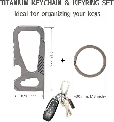 ايمنتا سلسلة مفاتيح من التيتانيوم مع فتاحة زجاجات - سلسلة مفاتيح متعددة الوظائف شديدة التحمل للاستخدام اليومي للتخييم والمشي لمسافات طويلة والاستخدام اليومي, رمادي in Kuwait