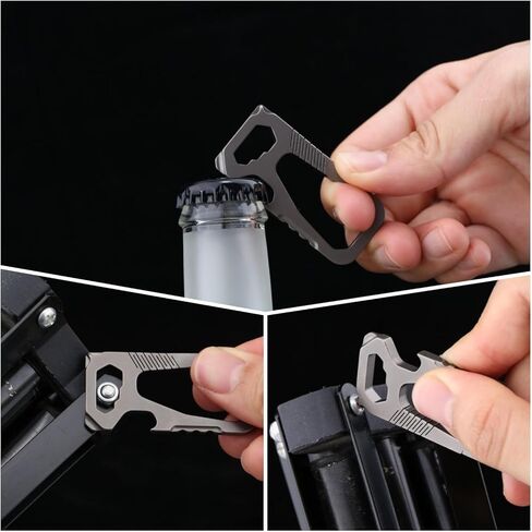 ايمنتا سلسلة مفاتيح من التيتانيوم مع فتاحة زجاجات - سلسلة مفاتيح متعددة الوظائف شديدة التحمل للاستخدام اليومي للتخييم والمشي لمسافات طويلة والاستخدام اليومي, رمادي in Kuwait