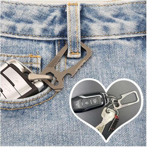 ايمنتا سلسلة مفاتيح من التيتانيوم مع فتاحة زجاجات - سلسلة مفاتيح متعددة الوظائف شديدة التحمل للاستخدام اليومي للتخييم والمشي لمسافات طويلة والاستخدام اليومي, رمادي in Kuwait