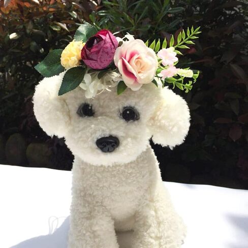 POPETPOP 2pcs Dog Flower Headband Dog Floral Collars Pet Bow Tie Artificial Flower Wreaths Funny Dog Costume Beach Party Supplies for Puppy Dog Cat Medium in Saudi Arabia