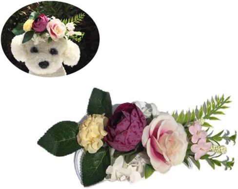 POPETPOP 2pcs Dog Flower Headband Dog Floral Collars Pet Bow Tie Artificial Flower Wreaths Funny Dog Costume Beach Party Supplies for Puppy Dog Cat Medium in Saudi Arabia