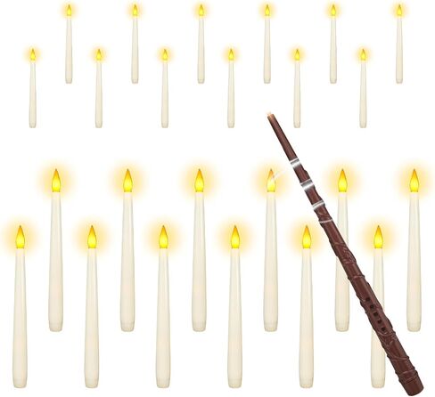pensar Hanging Floating Candles with Wand 24 pcs, Flameless Taper Candles Battery Operated, LED Candles, Flickering Warm Light Christmas Candles, for Parties Christmas Decoration, Home Decor in Saudi Arabia