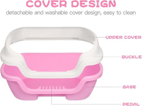 صندوق فضلات القطط شبه مغلق من TEHAUX، حوض استحمام لتنظيف القطط، مرحاض بلاستيكي للقطط، صندوق هيكل كبير المساحة، سهل التنظيف ذاتي التنظيف، صندوق فضلات القطط in Kuwait