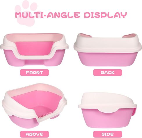 صندوق فضلات القطط شبه مغلق من TEHAUX، حوض استحمام لتنظيف القطط، مرحاض بلاستيكي للقطط، صندوق هيكل كبير المساحة، سهل التنظيف ذاتي التنظيف، صندوق فضلات القطط in Kuwait