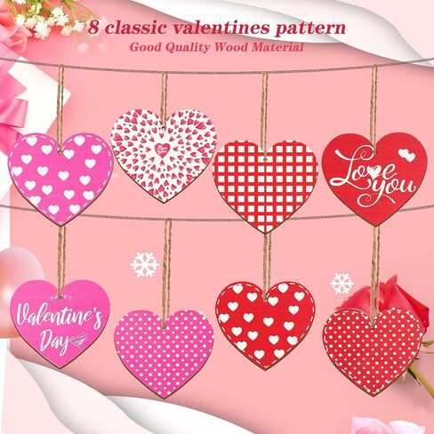 قلب خشب، زخرفة خشبية على شكل قلب الحب حمراء ووردية، قطع للتعليق على شكل قلب مزخرف بفلو زينة لحفلات عيد الحب وحفلات الزفاف، 24 قطعة in Kuwait