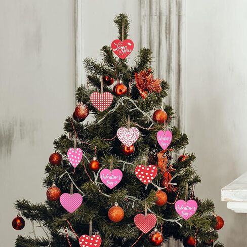 قلب خشب، زخرفة خشبية على شكل قلب الحب حمراء ووردية، قطع للتعليق على شكل قلب مزخرف بفلو زينة لحفلات عيد الحب وحفلات الزفاف، 24 قطعة in Kuwait