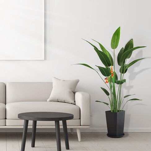 شجرة طائر الجنة المصنوعة من الحرير الاصطناعي مع الزهور - نبات صناعي بطول 5 أقدام لديكور المنزل والمكتب، وشجرة النخيل الاستوائية بوعاء بأوراق الموز، وتصميم مساحة داخلية وخارجية. (شجرة طير الجنة) in Kuwait