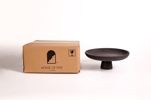 House of Five Studio Black Pedestal Ceramic Bowl- Black in Kuwait