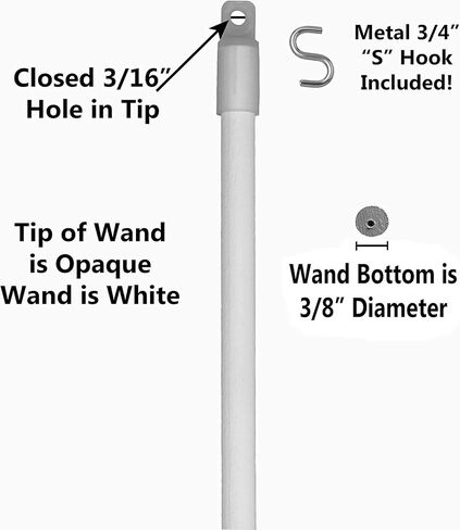 عبوتان - عصا بديلة لعصا الإمالة العمياء المصنوعة من الخشب الأبيض الثلجي - متوفرة بمقاسات 12 بوصة - 24 بوصة - 30 بوصة - 36 بوصة - 48 بوصة (30 بوصة) - "يتضمن خطاف صغير in Kuwait