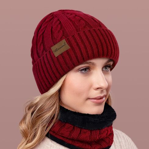 3 قطع قبعة شتوية قبعة وشاح قفازات شاشة لمس مجموعة سميكة الدافئة متماسكة قبعة الجمجمة صوف مبطن الأوشحة هدايا للنساء in Saudi Arabia
