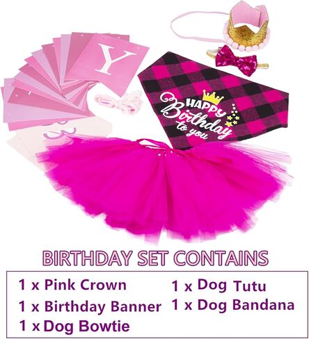 قبعة عيد ميلاد للكلاب، لوازم حفلات عيد ميلاد الكلاب للبنات، وشاح توتو وردي للكلاب والحيوانات الاليفة in Kuwait