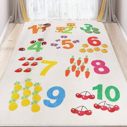 LTKOUGFAM Kids Play Rug, Large Soft Washable Math Space Mat, Non-Slip Cute Baby Numbers Floor Mat Area Rug for Living Room Playroom Classroom Bathroom Decor Gifts (59" x 39" S) in Kuwait