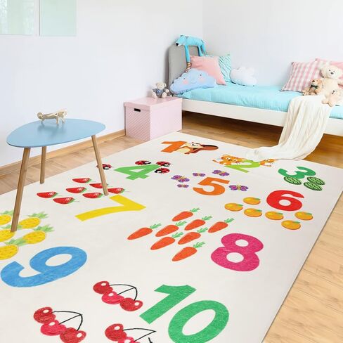 LTKOUGFAM Kids Play Rug, Large Soft Washable Math Space Mat, Non-Slip Cute Baby Numbers Floor Mat Area Rug for Living Room Playroom Classroom Bathroom Decor Gifts (59" x 39" S) in Kuwait