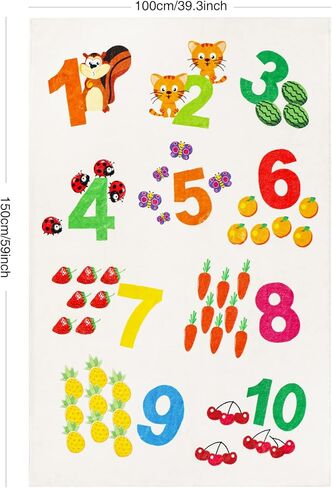 LTKOUGFAM Kids Play Rug, Large Soft Washable Math Space Mat, Non-Slip Cute Baby Numbers Floor Mat Area Rug for Living Room Playroom Classroom Bathroom Decor Gifts (59" x 39" S) in Kuwait