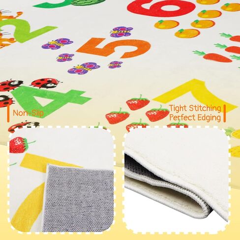 LTKOUGFAM Kids Play Rug, Large Soft Washable Math Space Mat, Non-Slip Cute Baby Numbers Floor Mat Area Rug for Living Room Playroom Classroom Bathroom Decor Gifts (59" x 39" S) in Kuwait