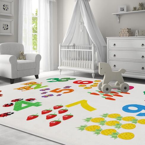 LTKOUGFAM Kids Play Rug, Large Soft Washable Math Space Mat, Non-Slip Cute Baby Numbers Floor Mat Area Rug for Living Room Playroom Classroom Bathroom Decor Gifts (59" x 39" S) in Kuwait