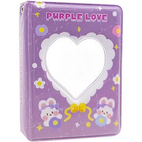 SZHTSWU 3 Inch Mini Photo Albums 40 Pockets, Kpop Photocard Holder Book Small Photocard Binder Photo Card Binder Love Heart Hollow Picture Album for Photo Cards Picture (Purple) in Kuwait