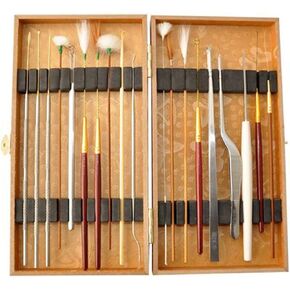Amatolo Multifunction Ear Pick Cleaning Set Ear Wax Removal Cleaner,Beauty Tools Kit (19pcs a Set with Wooden Box) in Saudi Arabia