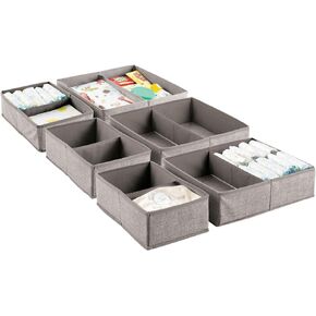 mDesign Fabric Drawer Organizer Bins, Kids/Baby Nursery Dresser, Closet, Shelf, Playroom Organization, Hold Clothes, Toys, Diapers, Bibs, Blankets, Lido Collection, Set of 2, 3 Pack, Linen/Tan in Saudi Arabia