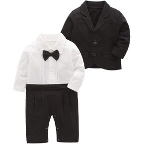 طفل رضيع السترة طويلة الأكمام رومبير شهم مع ربطة عنق الزي 2 قطعة مجموعات in Kuwait