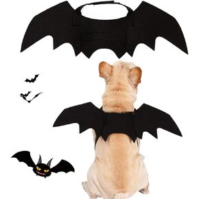 Pet Costumes Bat Wings for Puppy and Cat Halloween Dog Costumes Party Cosplay Decoration Black Apparel for Cat Small Dogs (Black for Cat and Puppy Bat Wings) (Black, Small)