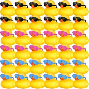 Chivao 36 Pcs Mini Rubber Ducks with 36 Sunglasses Rubber Ducks in Bulk Bathtub Duckies Toys for Kids Christmas Valentine's Day Gifts Birthday Party Favors Cruise(Multi Color, Duck with Sunglasses) in Saudi Arabia