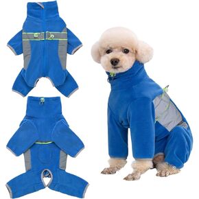 Dog Fleece Onesie Clothes, Dog Pajamas Dog Surgery Recovery Suit for Puppy, Small Dog Pjs Warm Coat for Male and Female Dogs(Gray Blue-S)