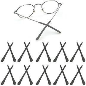 Glasses End Tips, Anti-Slip Silicone Ear Sock Pieces Tube Sleeve Eyeglass Replacement Temple Tips for Thin Metal Glasses Arm(Black,10pairs) in Kuwait