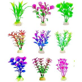 10 قطع من نباتات حوض السمك الاصطناعية، حجم صغير 2 الى 4.5 انش ارتفاع تقريبي لتزيين حوض السمك ديكور المنزل البلاستيك in Kuwait