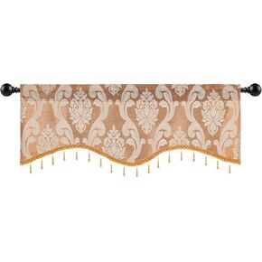 NAPEARL Swag Curtain Rod Pocket Short Jacquard Valance for Living Room Waterfall Valance Fancy Design with Satin Fabric Decoration in Kuwait