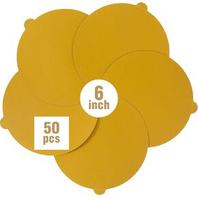 50 قطعة من أقراص صنفرة PSA مقاس 6 بوصة من Shawya، 40 حبيبة ذاتية اللصق من ورق الصنفرة الخلفي اللاصق من أجل DA Sander التشطيب الكاشط ورق الرمل لأعمال النجارة وقرص سنفرة معدني