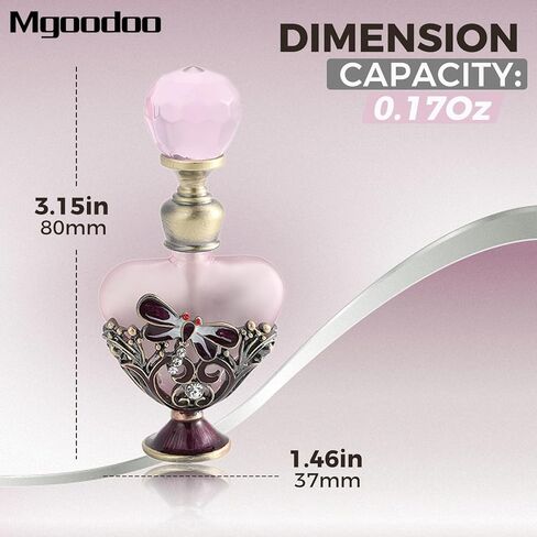 م جودو زجاجة عطر زجاجية بتصميم يعسوب فينتاج سعة 5 مل، زجاجات عطر زجاجية فارغة قابلة لاعادة الملء على شكل قلب، زجاجة كريستال مزخرفة للزيوت العطرية مناسبة كهدية للنساء والفتيات in Kuwait