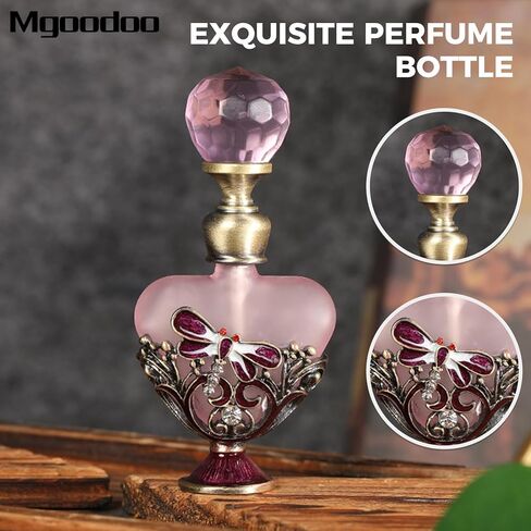 م جودو زجاجة عطر زجاجية بتصميم يعسوب فينتاج سعة 5 مل، زجاجات عطر زجاجية فارغة قابلة لاعادة الملء على شكل قلب، زجاجة كريستال مزخرفة للزيوت العطرية مناسبة كهدية للنساء والفتيات in Kuwait