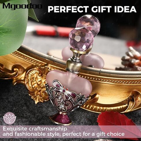 م جودو زجاجة عطر زجاجية بتصميم يعسوب فينتاج سعة 5 مل، زجاجات عطر زجاجية فارغة قابلة لاعادة الملء على شكل قلب، زجاجة كريستال مزخرفة للزيوت العطرية مناسبة كهدية للنساء والفتيات in Kuwait