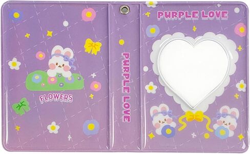 SZHTSWU 3 Inch Mini Photo Albums 40 Pockets, Kpop Photocard Holder Book Small Photocard Binder Photo Card Binder Love Heart Hollow Picture Album for Photo Cards Picture (Purple) in Kuwait