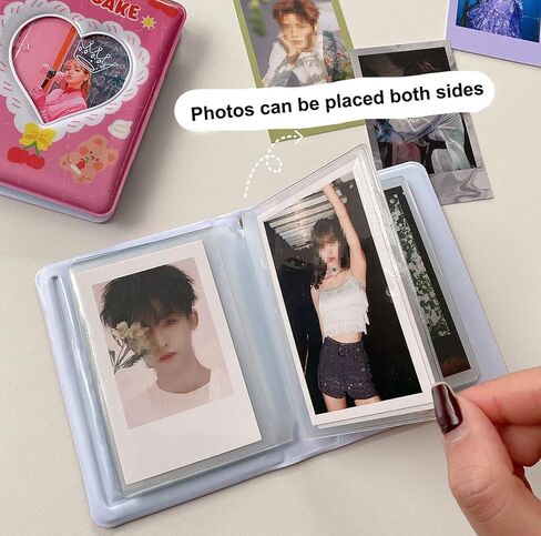 SZHTSWU 3 Inch Mini Photo Albums 40 Pockets, Kpop Photocard Holder Book Small Photocard Binder Photo Card Binder Love Heart Hollow Picture Album for Photo Cards Picture (Purple) in Kuwait