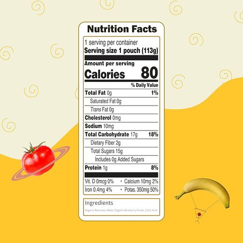 أكياس أغذية الأطفال العضوية من Earth's Best، هريس الفاكهة للمرحلة الثانية للأطفال بعمر 6 أشهر فما فوق، هريس الموز العضوي والتوت الأزرق، كيس قابل للإغلاق سعة 118 مل (عبوة من 16 كيسًا) in Kuwait