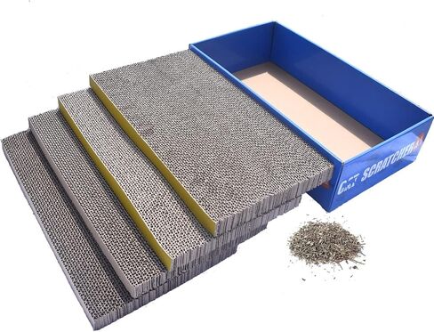 PATTNIUM Cat Scratcher Cat Scratching Pads 4 in 1 Corrugated Cat Scratcher Cardboard Cat Scratcher Pad Toys with Catnip Scratch Lounge Bed for Cats Pack of 4 in Saudi Arabia