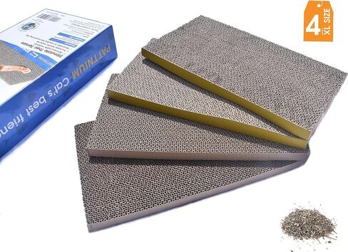 PATTNIUM Cat Scratcher Cat Scratching Pads 4 in 1 Corrugated Cat Scratcher Cardboard Cat Scratcher Pad Toys with Catnip Scratch Lounge Bed for Cats Pack of 4 in Saudi Arabia