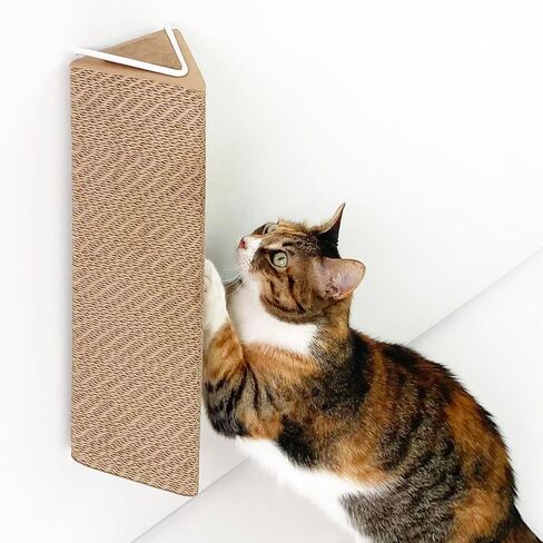 عمود خدش مثبت على الحائط من xympo، أداة خدش مثلثة للقطط، أداة خدش من الورق المقوى مع دعامة معدنية in Kuwait