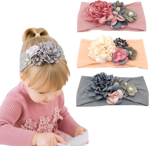 مجموعة صندوق هدايا من عصابات رأس وأقواس من النايلون للفتيات الصغيرات من إليسا ميراكل للأطفال حديثي الولادة in Kuwait