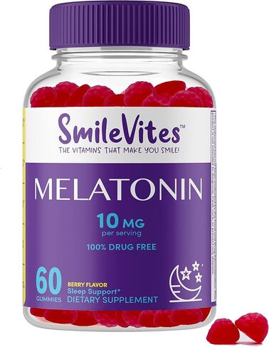 Heartland Pharma SmileVites Melatonin Gummies 10mg -100% Drug Free Gummy Sleep Aid - Berry Flavor - 60 Count (1 Month Supply) in Saudi Arabia