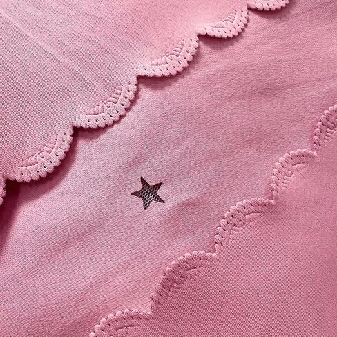 Bousilmia 2 Panels Stars Blackout Curtains with lace Bow tie for Girls Kids Baby Bedroom Hollow Out Double Layer Sparkle Star Cut Out Window Curtain Home Living Room Wall Decoration (Pink, 52" x 63") in Saudi Arabia