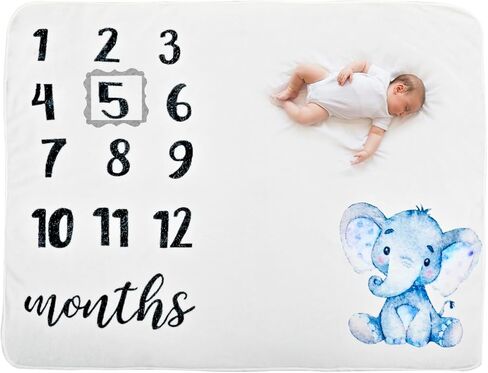 AXINLEJIAJIU Capture Every Precious Moment with Our Organic Plush Fleece Baby Milestone Blanket - Perfect Photography Prop for Boys and Girls - Large 47''x40'' with Cute Elephant Frame in Kuwait