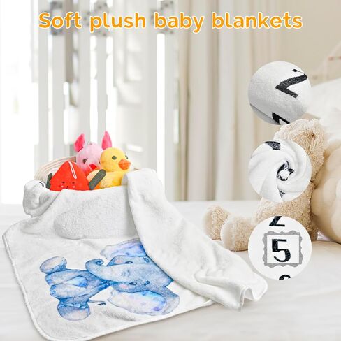 AXINLEJIAJIU Capture Every Precious Moment with Our Organic Plush Fleece Baby Milestone Blanket - Perfect Photography Prop for Boys and Girls - Large 47''x40'' with Cute Elephant Frame in Kuwait
