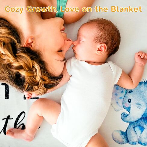 AXINLEJIAJIU Capture Every Precious Moment with Our Organic Plush Fleece Baby Milestone Blanket - Perfect Photography Prop for Boys and Girls - Large 47''x40'' with Cute Elephant Frame in Kuwait