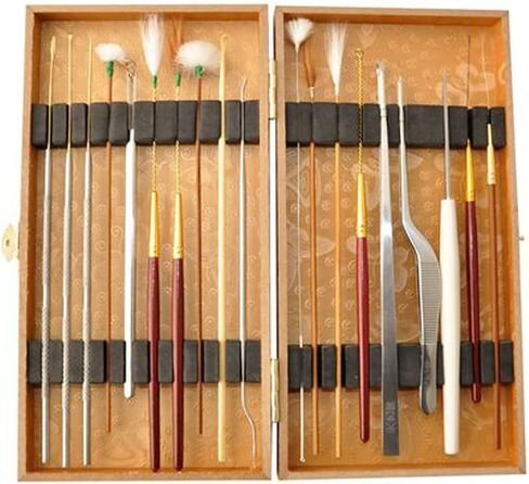 Amatolo Multifunction Ear Pick Cleaning Set Ear Wax Removal Cleaner,Beauty Tools Kit (19pcs a Set with Wooden Box) in Saudi Arabia