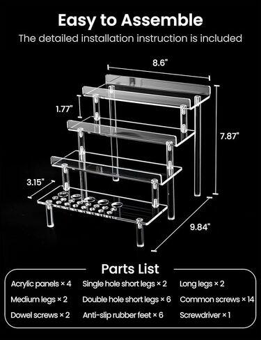 حامل أكريليك من هيش للعرض، حامل كولونيا منظم للعطور من 4 طبقات، حامل عرض لشخصيات لوشن المكياج، رف أكريليك للتنظيم والديكور in Kuwait